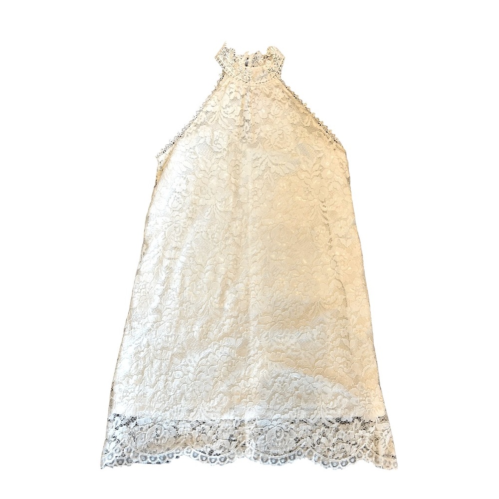 AYLA white lace halter neck sleeveless mini dress size XS